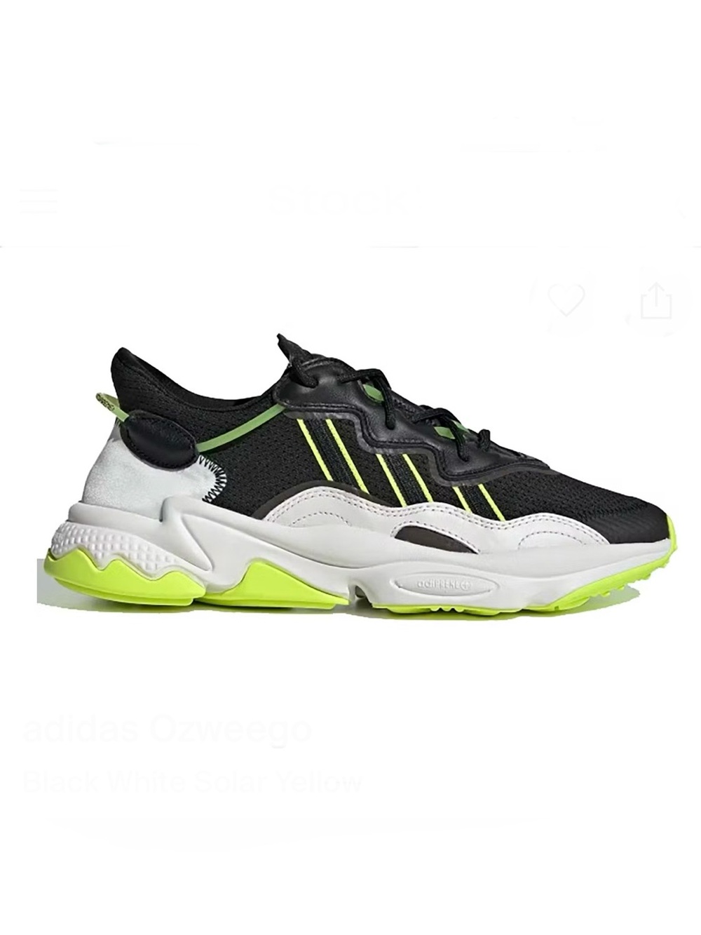 adidas Ozweego 'Black White Solar Yellow' Sneakers Size 6